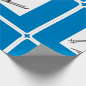 Minimalistische skilift symbool met blauwe rand cadeaupapier