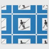 Minimalistische skilift symbool met blauwe rand cadeaupapier (Vlak)