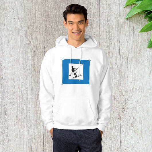 Minimalistische skilift symbool met blauwe rand hoodie