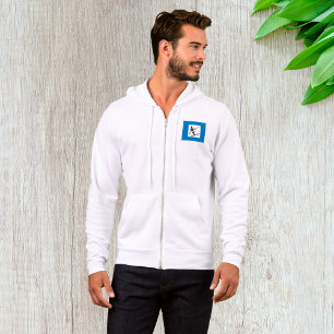 Minimalistische skilift symbool met blauwe rand hoodie