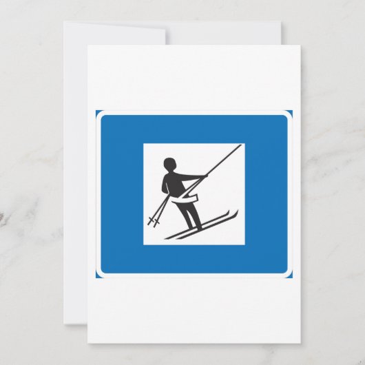 Minimalistische skilift symbool met blauwe rand kaart (Voorkant)