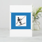Minimalistische skilift symbool met blauwe rand kaart (Staand voorkant)