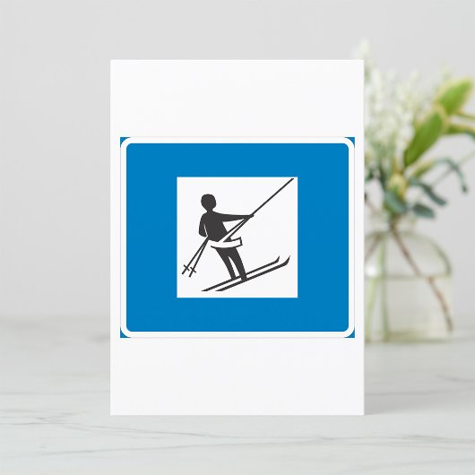 Minimalistische skilift symbool met blauwe rand kaart