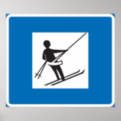 Minimalistische skilift symbool met blauwe rand poster (Voorkant)