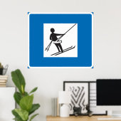 Minimalistische skilift symbool met blauwe rand poster (Thuiskantoor)