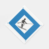 Minimalistische skilift symbool met blauwe rand servet (Hoek)