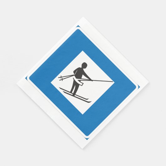 Minimalistische skilift symbool met blauwe rand servet (Hoek)