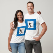 Minimalistische skilift symbool met blauwe rand t-shirt (Unisex)