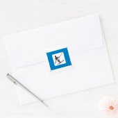 Minimalistische skilift symbool met blauwe rand vierkante sticker