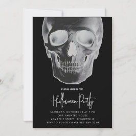 Minimalistische Skull Halloween Party uitnodiging