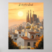 Minimalistische skyline van Barcelona – Soft Tone Poster (Voorkant)