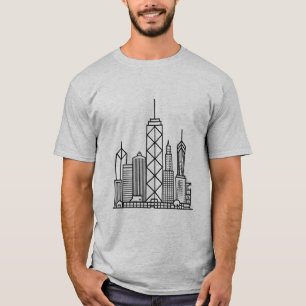 Minimalistische skyline van de stad in geometrisch t-shirt