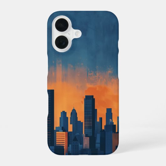 Minimalistische skyline van de stad iPhone 16 hoesje (Achterkant)