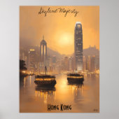 Minimalistische skyline van Hong Kong - Soft Tones Poster (Voorkant)
