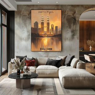 Minimalistische skyline van Kuala Lumpur - Soft To Poster