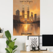 Minimalistische skyline van Kuala Lumpur - Soft To Poster (Thuiskantoor)