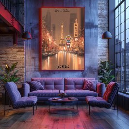 Minimalistische skyline van Las Vegas - Neon City  Poster