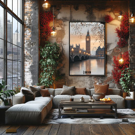 Minimalistische skyline van Londen – Soft Tones Br Poster