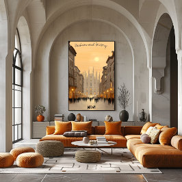 Minimalistische skyline van Milaan - Soft Tones It Poster