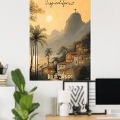 Minimalistische skyline van Rio de Janeiro - Brazi Poster (Thuiskantoor)