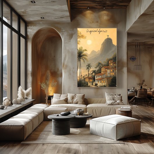 Minimalistische skyline van Rio de Janeiro - Brazi Poster