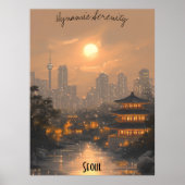 Minimalistische skyline van Seoul - Koreaanse stad Poster (Voorkant)