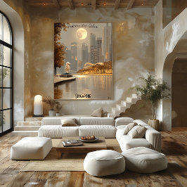 Minimalistische skyline van Singapore - Aziatische Poster