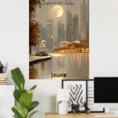 Minimalistische skyline van Singapore - Aziatische Poster (Thuiskantoor)