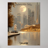 Minimalistische skyline van Singapore - Aziatische Poster (Voorkant)