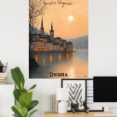Minimalistische skyline van Stockholm - Zweedse st Poster (Thuiskantoor)