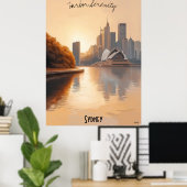 Minimalistische skyline van Sydney - Australische  Poster (Thuiskantoor)