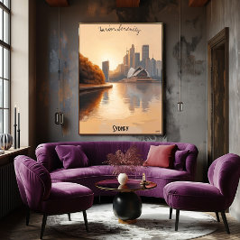 Minimalistische skyline van Sydney - Australische  Poster