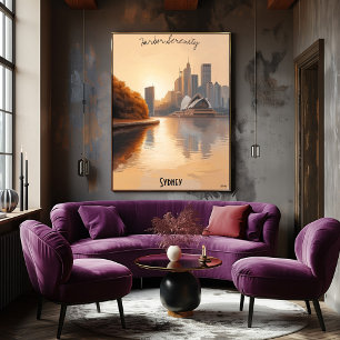 Minimalistische skyline van Sydney - Australische  Poster