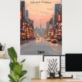 Minimalistische skyline van Tokio – Subtle Tones J Poster (Thuiskantoor)