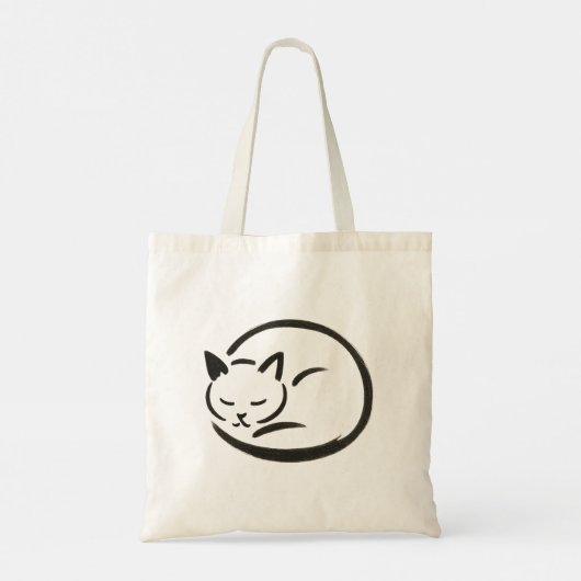 Minimalistische Slaapkat – Inktborstel op Canvas t Tote Bag (Achterkant)