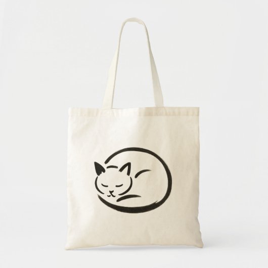 Minimalistische Slaapkat – Inktborstel op Canvas t Tote Bag (Voorkant)