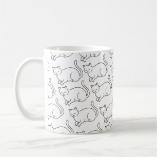 Minimalistische Slaapkatpatroonmok   Handgetekende Koffiemok