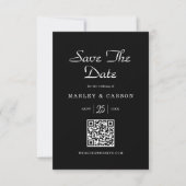 Minimalistische slanke zwarte romantische script b save the date (Voorkant)