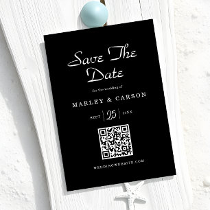 Minimalistische slanke zwarte romantische script b save the date
