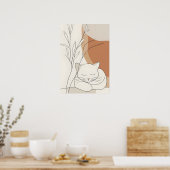 Minimalistische Slapende Kat & Boho Botanisch Poster (Keuken)