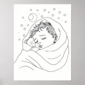 Minimalistische Sleeping Child Line Art Poster (Voorkant)