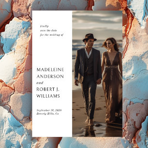 Minimalistische Slim Fotosjabloon Bruiloft Opslagd Save The Date