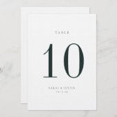 Minimalistische Smaragd Trouw Tafel Nummerkaart Kaart (Voorkant / Achterkant)