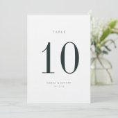 Minimalistische Smaragd Trouw Tafel Nummerkaart Kaart (Staand voorkant)