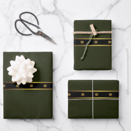 Minimalistische Smaragd Zwart en Goud Geometrisch Inpakpapier Vel