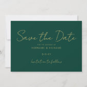 Minimalistische smaragdgroen eenvoudige moderne br save the date (Voorkant)