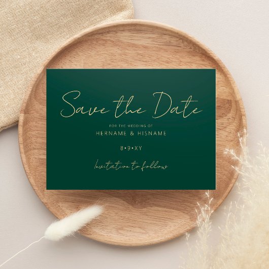 Minimalistische smaragdgroen eenvoudige moderne br save the date
