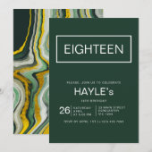 Minimalistische smaragdgroen en goud 18e verjaarda kaart (Voorkant / Achterkant)