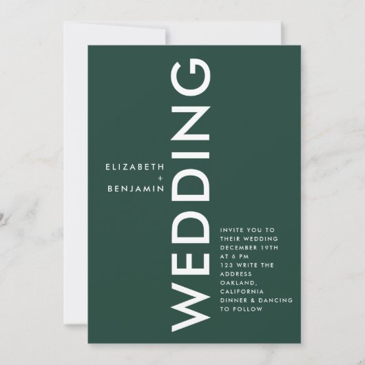 Minimalistische smaragdgroene eenvoudige gedurfde  kaart (Voorkant)