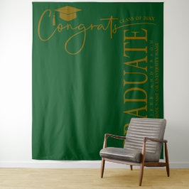 Minimalistische smaragdgroene en gouden gelukwense wandkleed